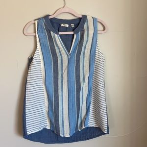 Dylan 100% Cotton Striped Popover Top